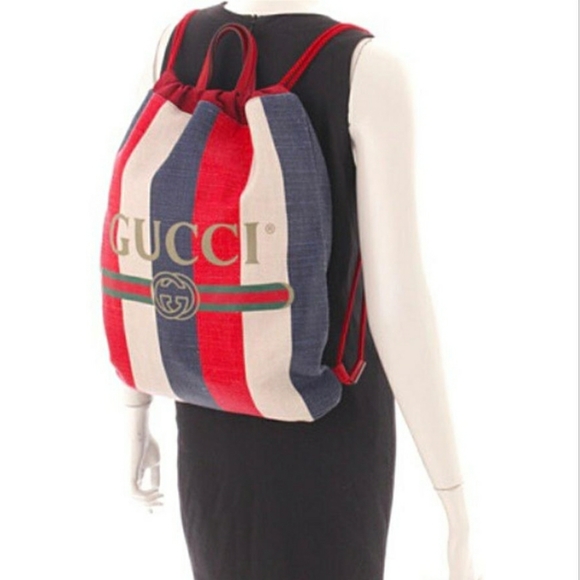 Gucci Striped Canvas Backpack - Picture 2 of 7